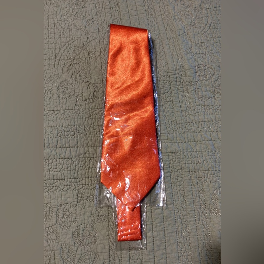 NWT Orange 100% Silk Hand Made Men's Tie - Classic Solid Necktie